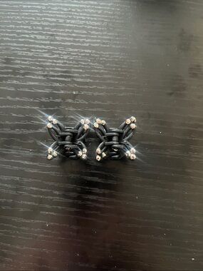 Black Rhinestone Butterfly Mini Claw Hair Clips Set of 2